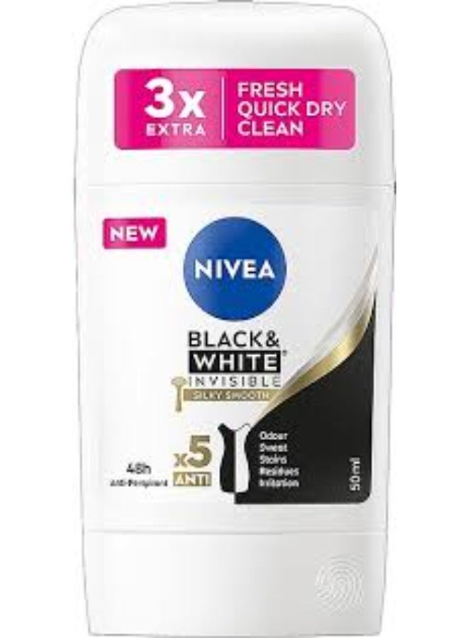 NIVEA Antiperspirant Stick for Women, 48h Protection, Black & White Invisible Original, 50ml - Image 2